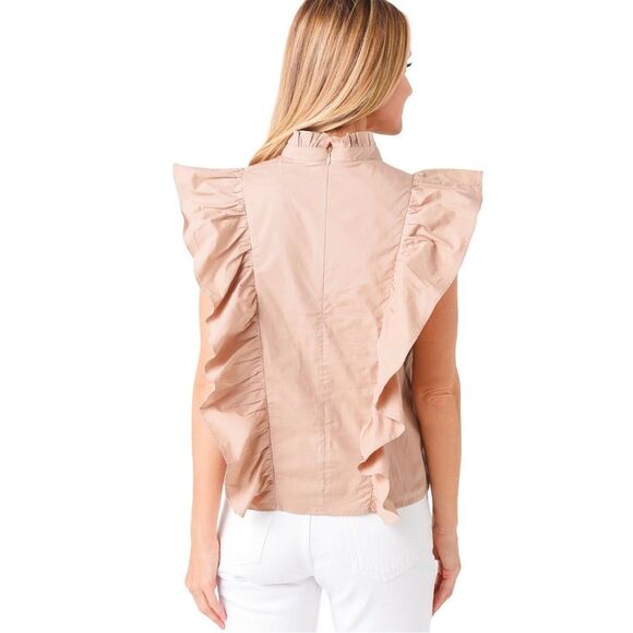 Deluc Tan "Sarah" Ruffle Dramatic Sleeveless Blouse - Picture 12 of 12